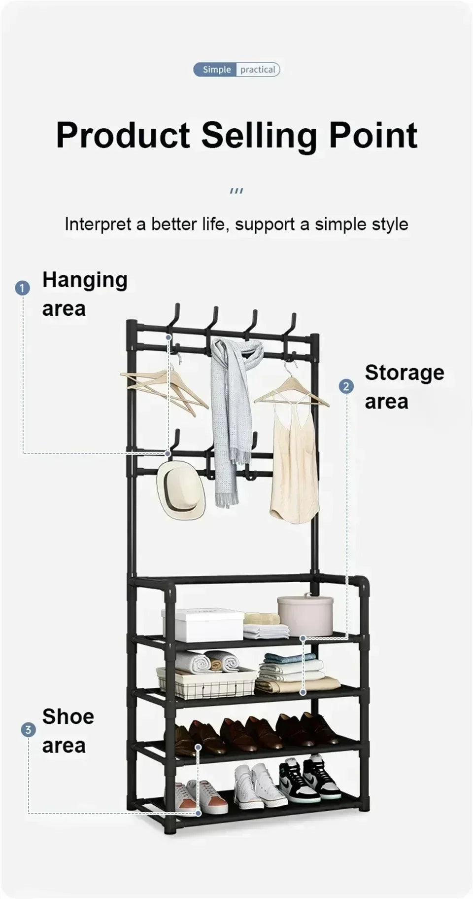 Shoe Multi-ayer Rack DIY Organizer Clothes Storage Load-bearing Organizer Hat Hanger Household Shoes Multifunctional Shoe Rack
