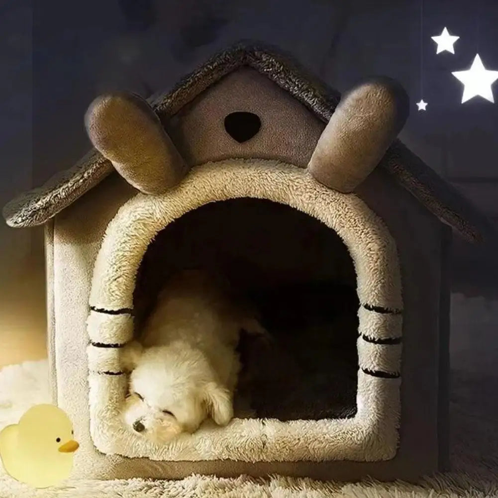 Cat Bed House Winter Sleeping Cave Collapsible Removable Washable Pet House Puppy Cave For Small Dogs And Cats Pet Supplies