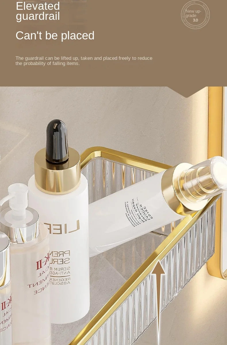 Household Bathroom Shelves Without Drilling Makeup Organizer Acryl Corner Shelf Items Bathroom Storage Rack Shampoo Holder
