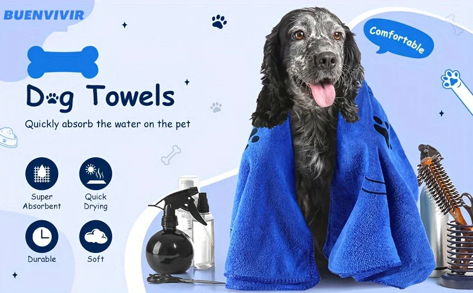 Dog Towel Drying Dog Cat Pet Towel Puppy Microfiber Quick Drying Dog Claw Bath Towel Pet Bath Products Absorbent Pet Supplies