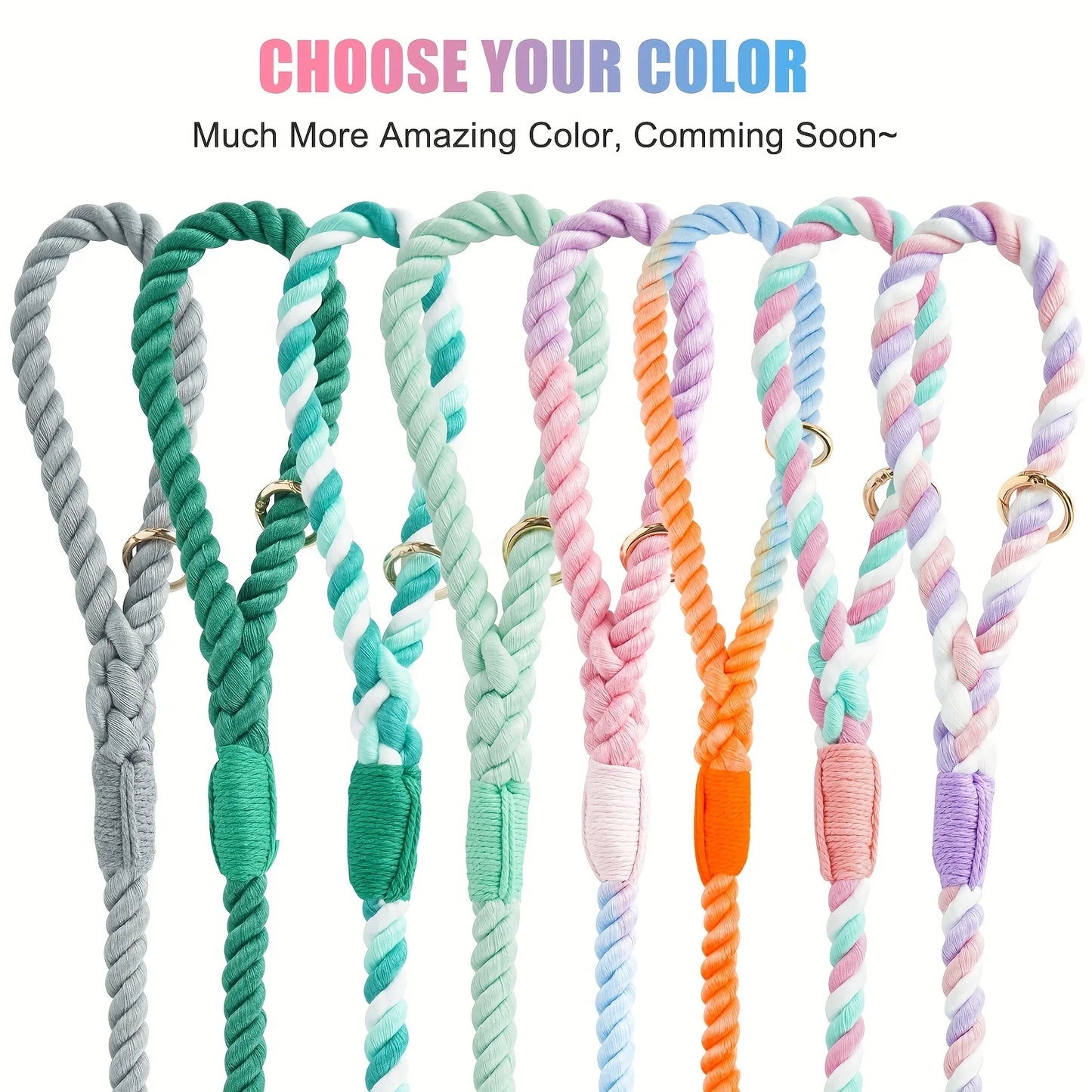 Hand-Woven Colorful Running Dog Rope Multi-function Dog Traction Rope Double-head Pet Traction Belt Dog Chain