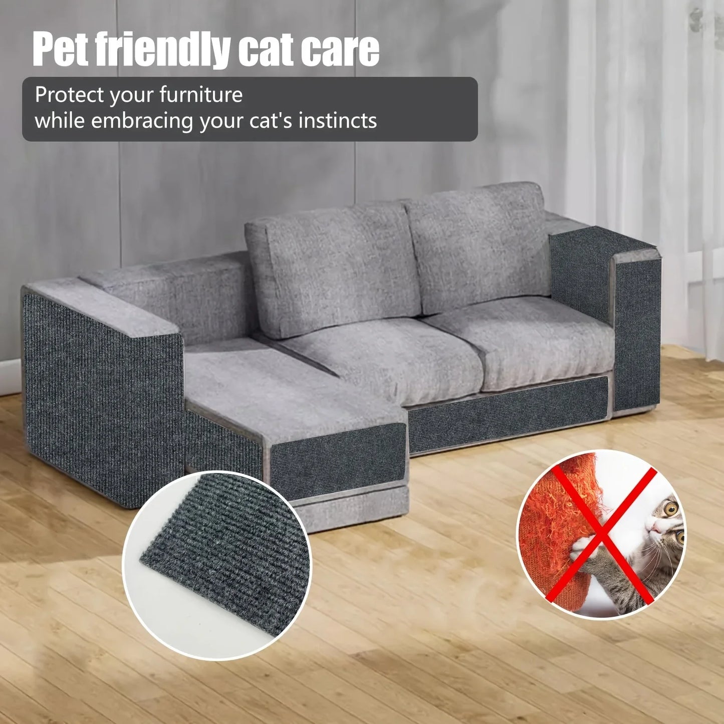 Cat Scratch Mats Self-Adhesive Replacement Cat Scratching Mats Cat Wall Furniture Protector Wear Resistant Mat