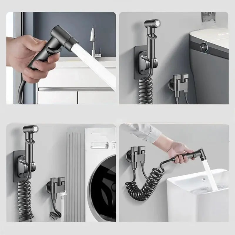 Bidet Toilet Sprayer Set Spray Water Bathroom Handheld Bidet Sprayer Toilet Shower Double Outlet Angle Valve Toilet Accessories