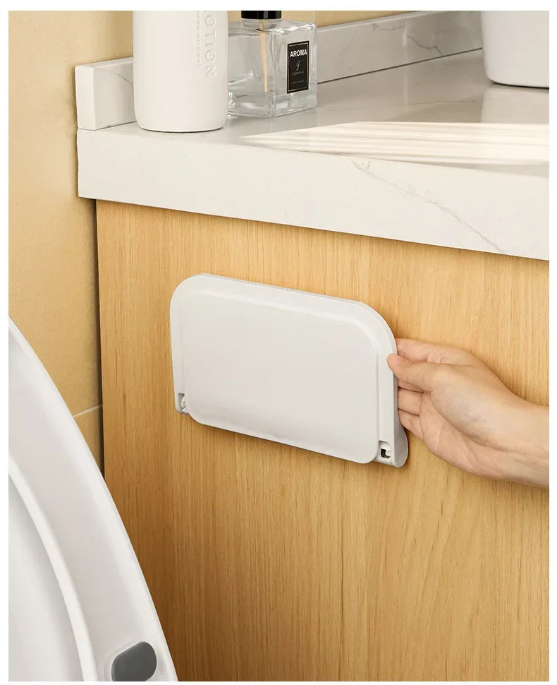 Folding Wall Mounted Shelf Saving Space Foldable Storage Rack Punch-Free Phone Holder Wifi Router Storage Tray BathroomOrganizer