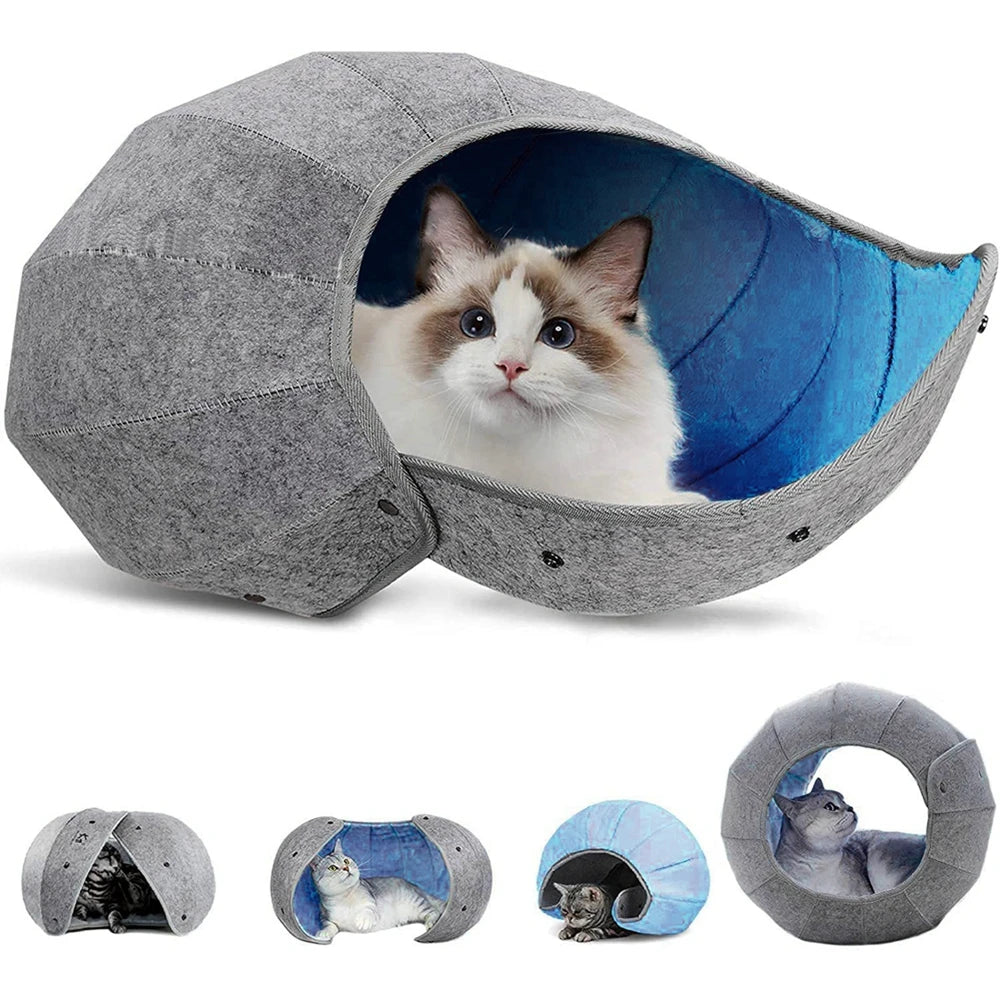 1pcs Pet Spherical Foldable Multiplayability Cat Toy Bed Interactive Cat Tunnel Toy Dual-Use Indoor Toy Cat House Kitten Mat