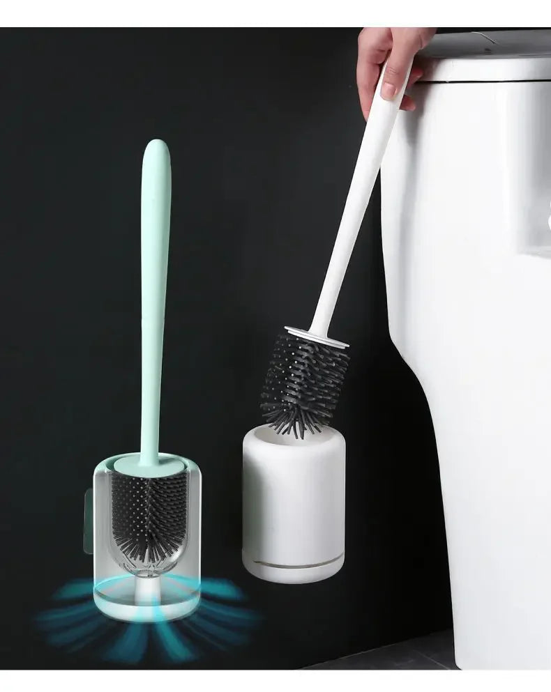 Hanging Silicone Toilet Brush Cleaner with Long Handle Flexible Cleaner Bathroom Brush Quick Drying Holder Bathroom Accessories