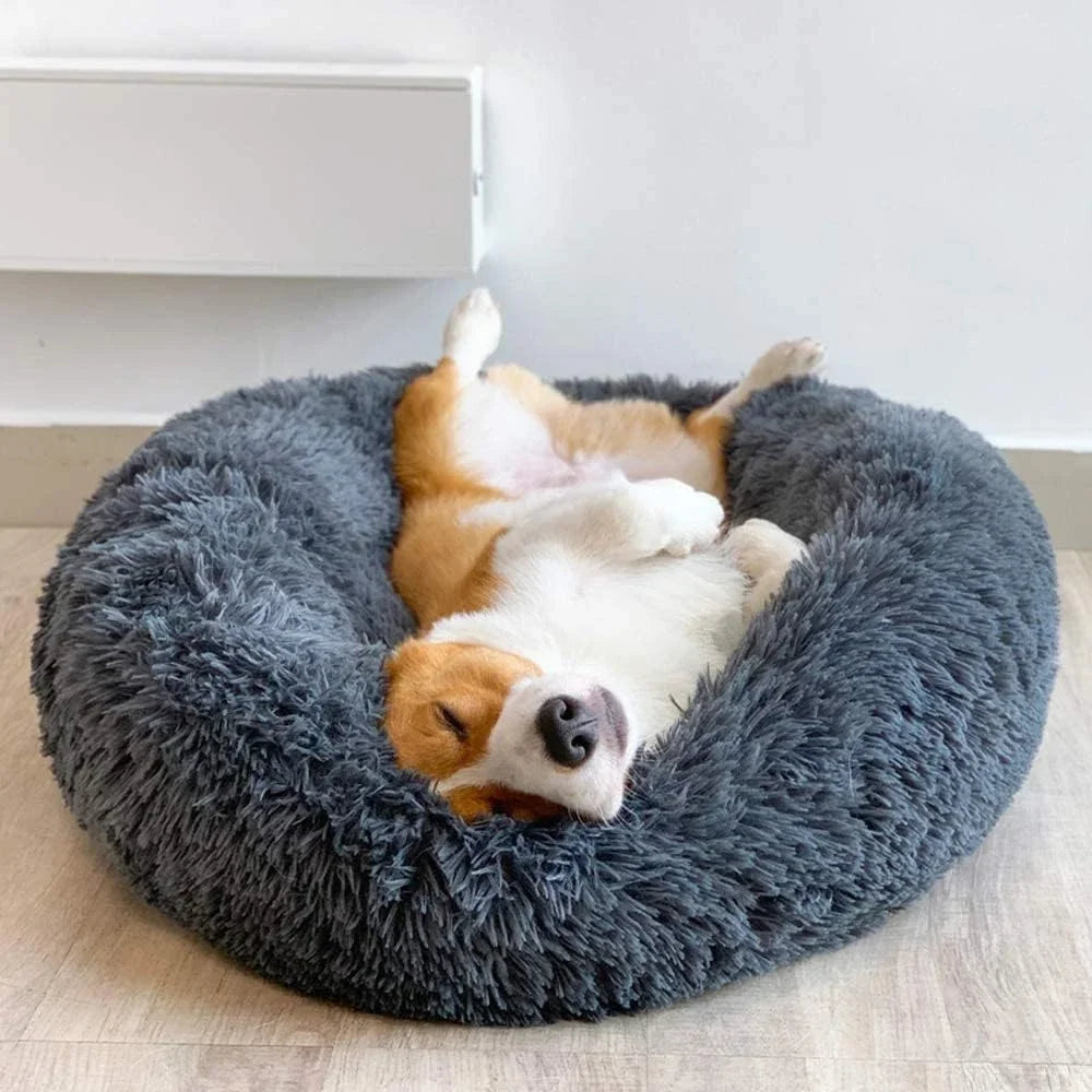 Round Pet Dog Bed House Comfortable Donut Plush Beds for Small Medium Dog Warm Sleeping Cat Nest Washable Cat Bed