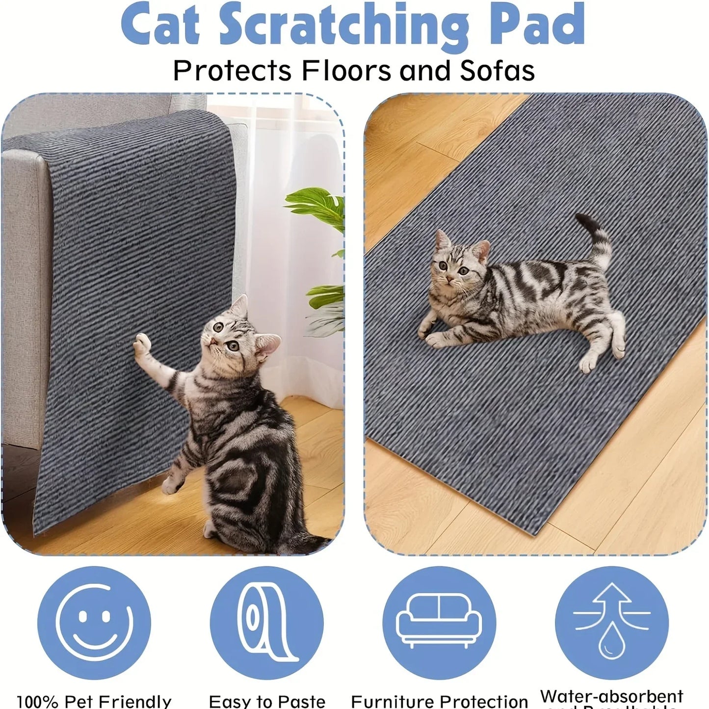 Cat Scratch Mats Self-Adhesive Replacement Cat Scratching Mats Cat Wall Furniture Protector Wear Resistant Mat
