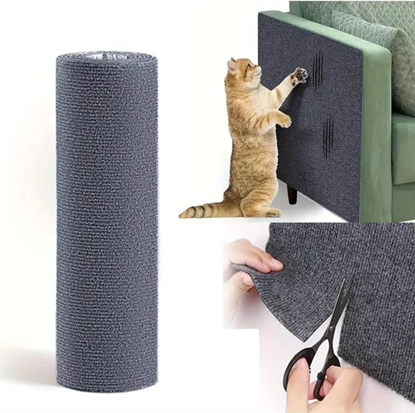 Self-Adhesive Cat Scratch Mat Durable Sisal Furniture Protector DIY Customizable Cat Scratching Pad for Couch Sofa Protection