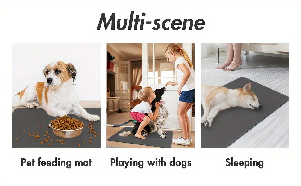 1pc Solid Color Oval Pet Mat Absorbent Food Pad Non-Slip Quick-dry Water Fountain Rug For Pet Dog Cat Home Room Supplies