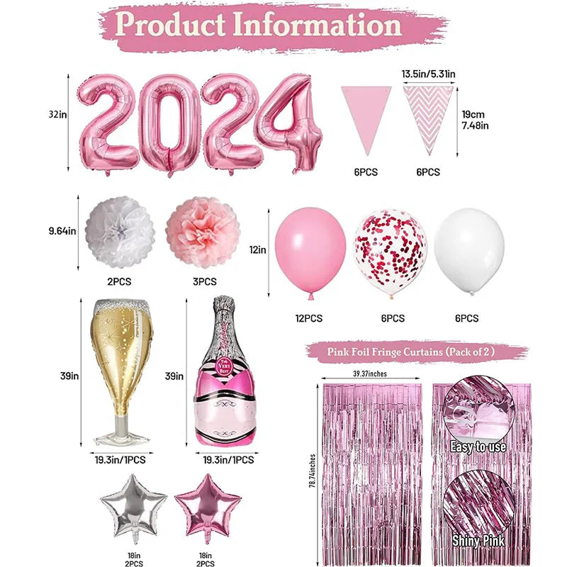 Happy New Year Decorations 2024 New Year Balloon Arch Garland Kit for Christmas Decoration Theme New Years Eve Party Supplies