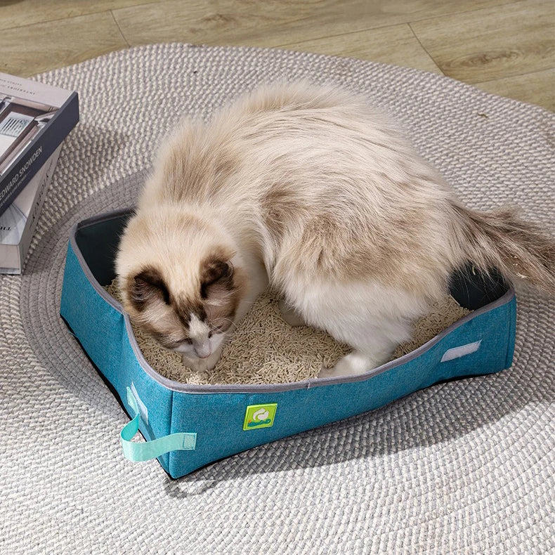 Semi Enclosed Cat Litter Box, Foldable, Portable, Waterproof, Oxford Cloth, Open Cat Toilet Cat Litter Box Pet Supplies & Pet