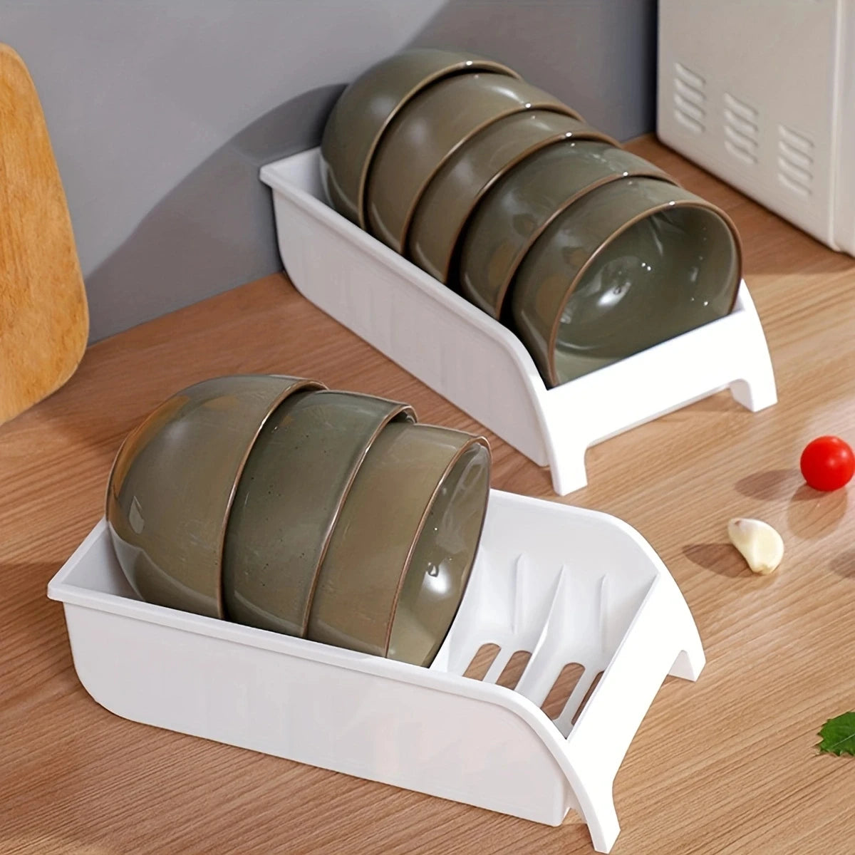 1pc-white kitchen storage rack, bowl, plate, cutlery storage rack, drainage rack, multifunctional household storage rack