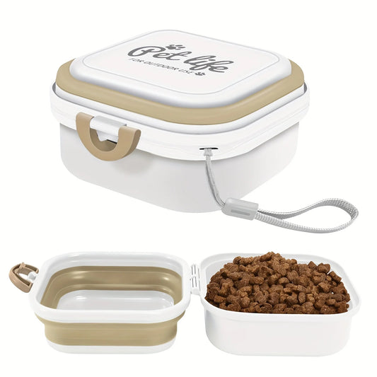 1Pc Dog Travel Bowl Portable 2 In 1 Dog Food And Water Feeder Collapsible Dog Feeding Drinking Container For Travel