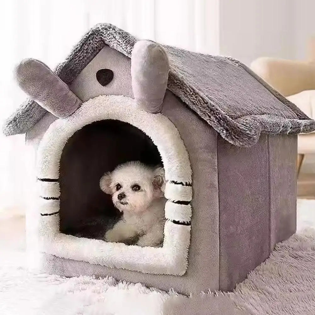 Cat Bed House Winter Sleeping Cave Collapsible Removable Washable Pet House Puppy Cave For Small Dogs And Cats Pet Supplies