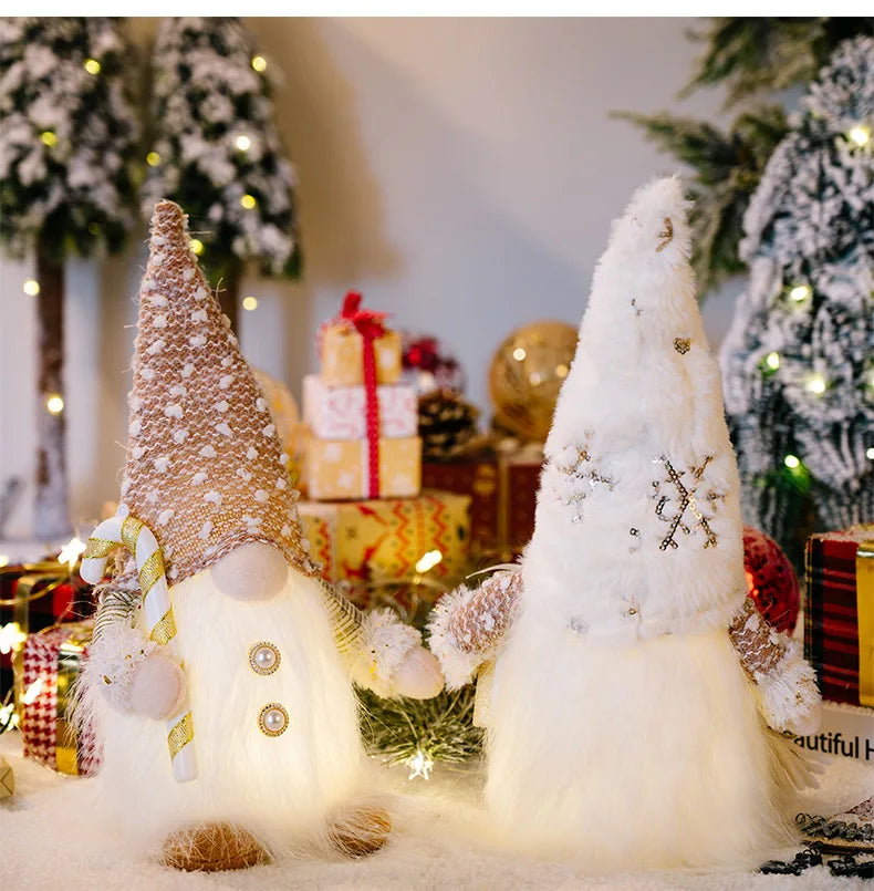Glowing Gnome Christmas Faceless Doll 30cm Tree Decorations 2024 Night Light Xmas Gift Navidad 2023 New Year Home Decor