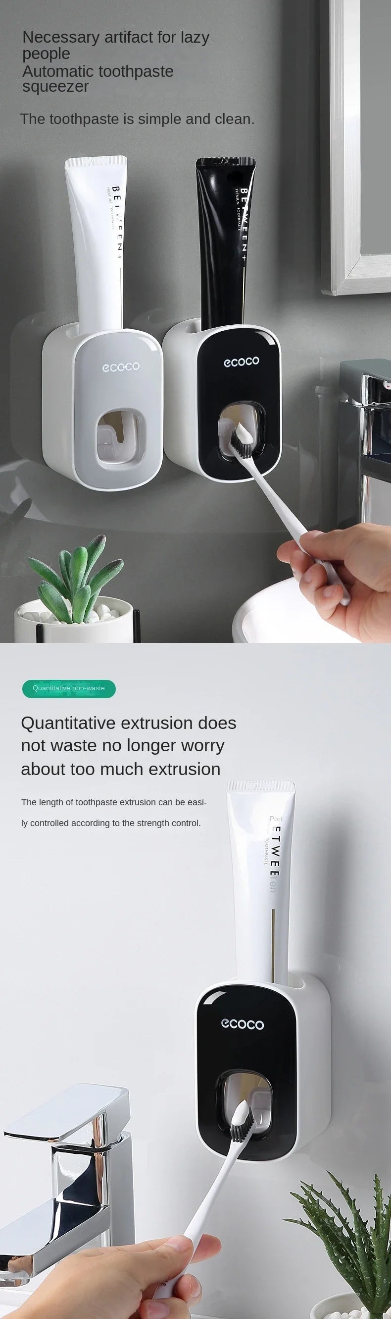 Automatic Toothpaste Dispenser Dust-proof Toothbrush Holder Wall Mount Stand Bathroom Accessories Set Toothpaste Squeezer