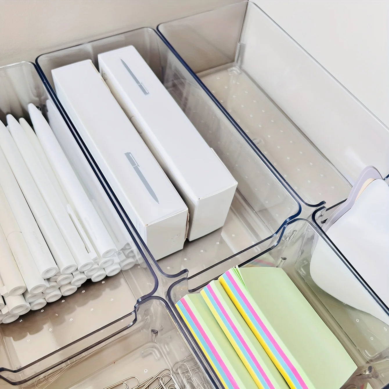 6pcs - Clear Plastic Makeup Organizer Cosmetic Storage Box Makeup Brush Holder Stationery Storage Pen Holder Lipstick Display