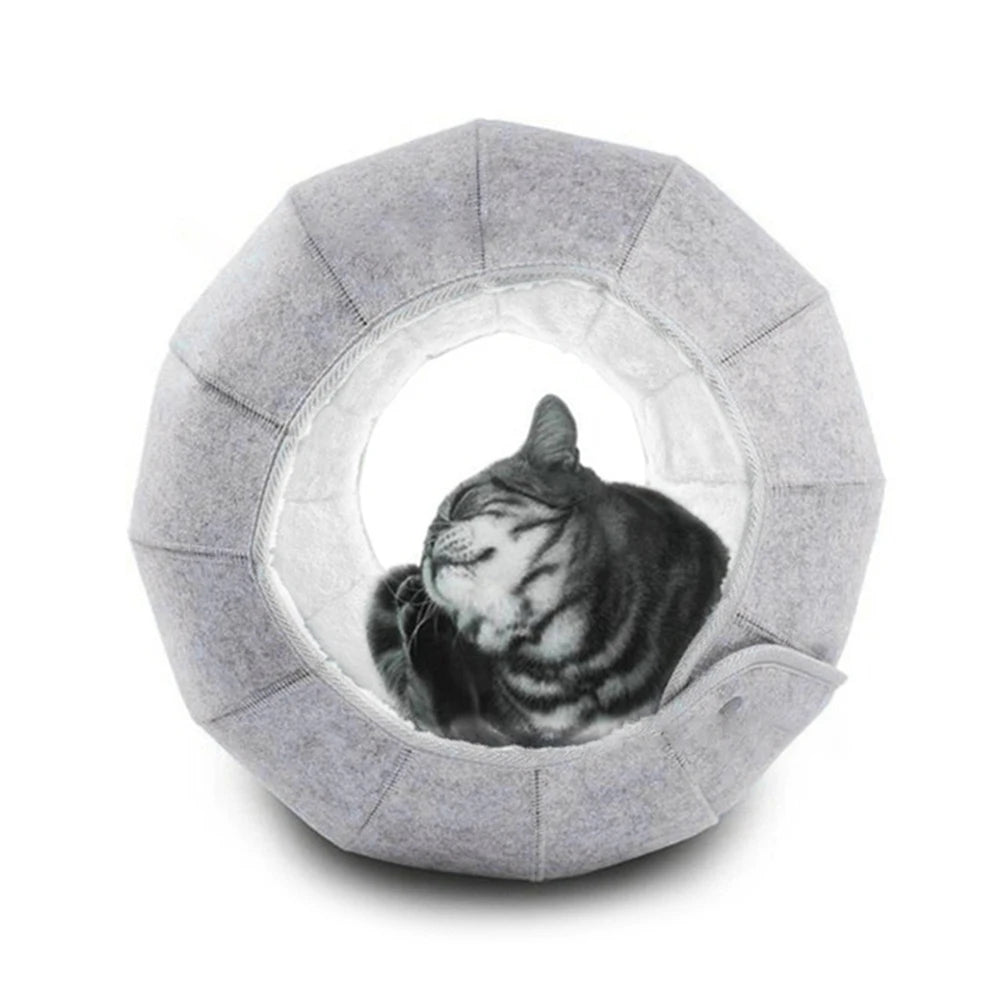 1pcs Pet Spherical Foldable Multiplayability Cat Toy Bed Interactive Cat Tunnel Toy Dual-Use Indoor Toy Cat House Kitten Mat