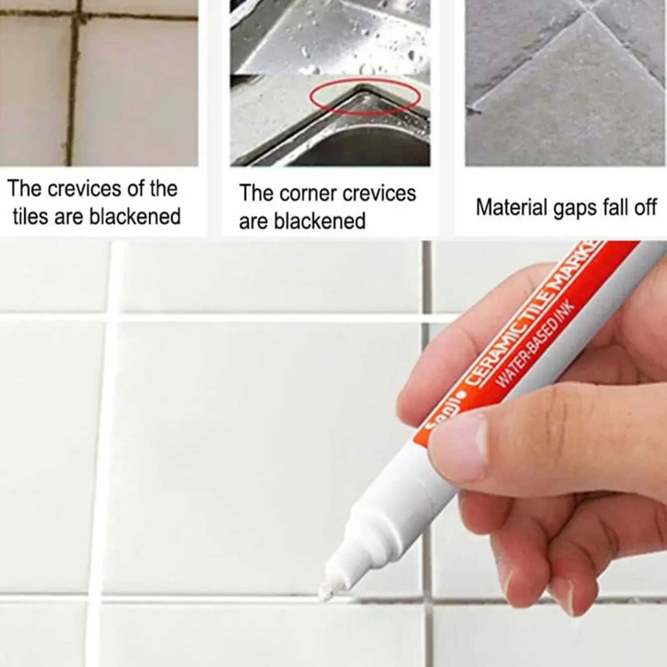 Ceramic tile floor gap color repair pen