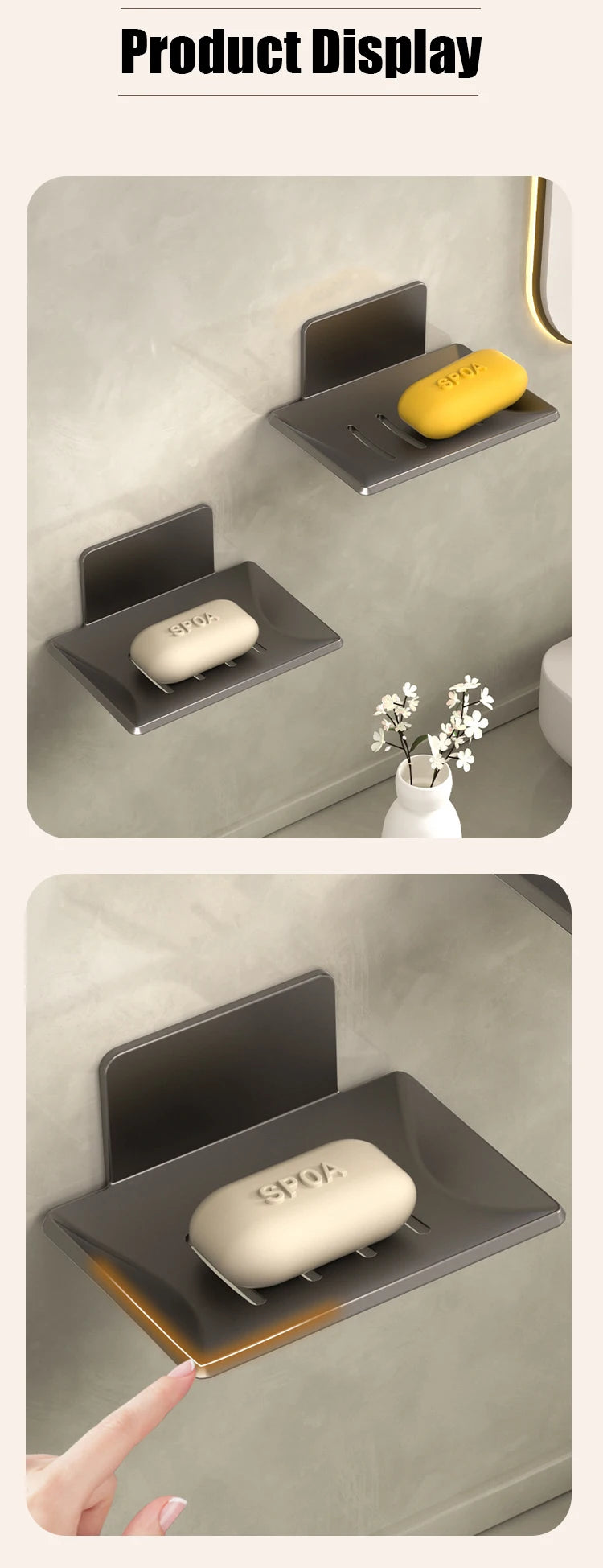 Bathroom Soap tray hole free wall mounted soap sponge holder organizer accessories kitchen soap holder