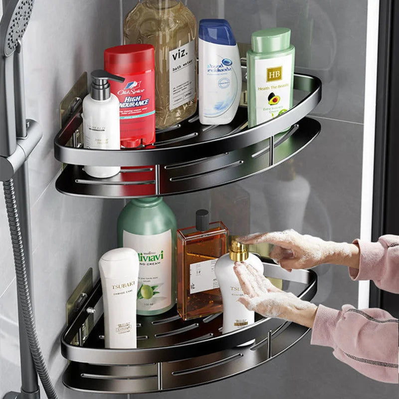 Bathroom Shelf Shampoo Rack Makeup Storage Organizer Shower Shelf Bathroom Accessories No Drill Wall Corner Shelf