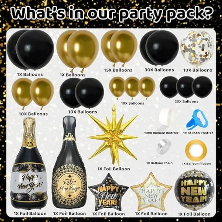 Happy New Year Decorations 2024 New Year Balloon Arch Garland Kit for Christmas Decoration Theme New Years Eve Party Supplies