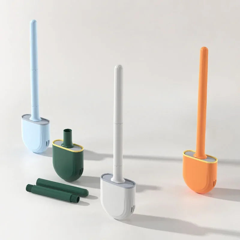 Flexible Silicone Toilet Brush Breathable Leakproof Toilet Bowl Cleaner Brush with Quick Drying Holder WallMounted Kit Bathroom