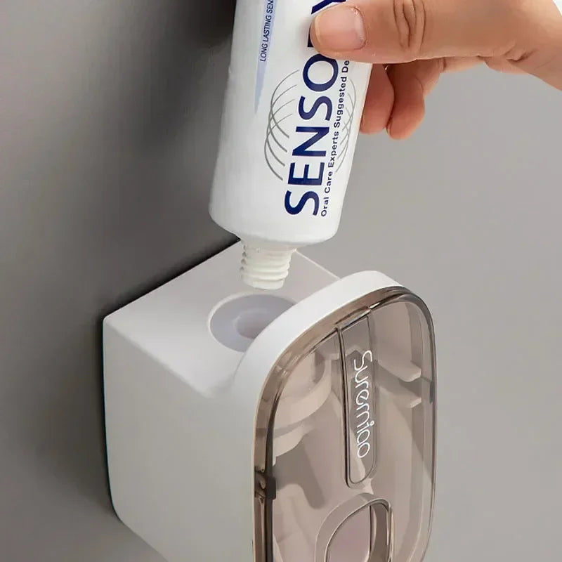 Automatic Toothpaste Dispenser Bathroom Accessories Wall Mount Lazy Toothpaste Squeezer Toothbrush Holder