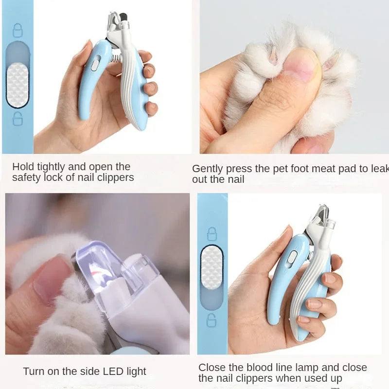 Pet Nail Clippers Dog Cat Nail Trimmer Labor-Saving Nail Clipper Convenient LED Electric Nail Grinder Dog Grooming Supplies