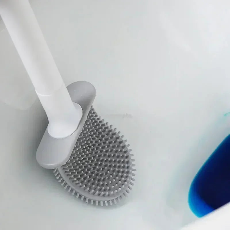 Flexible Silicone Toilet Brush Breathable Leakproof Toilet Bowl Cleaner Brush with Quick Drying Holder WallMounted Kit Bathroom
