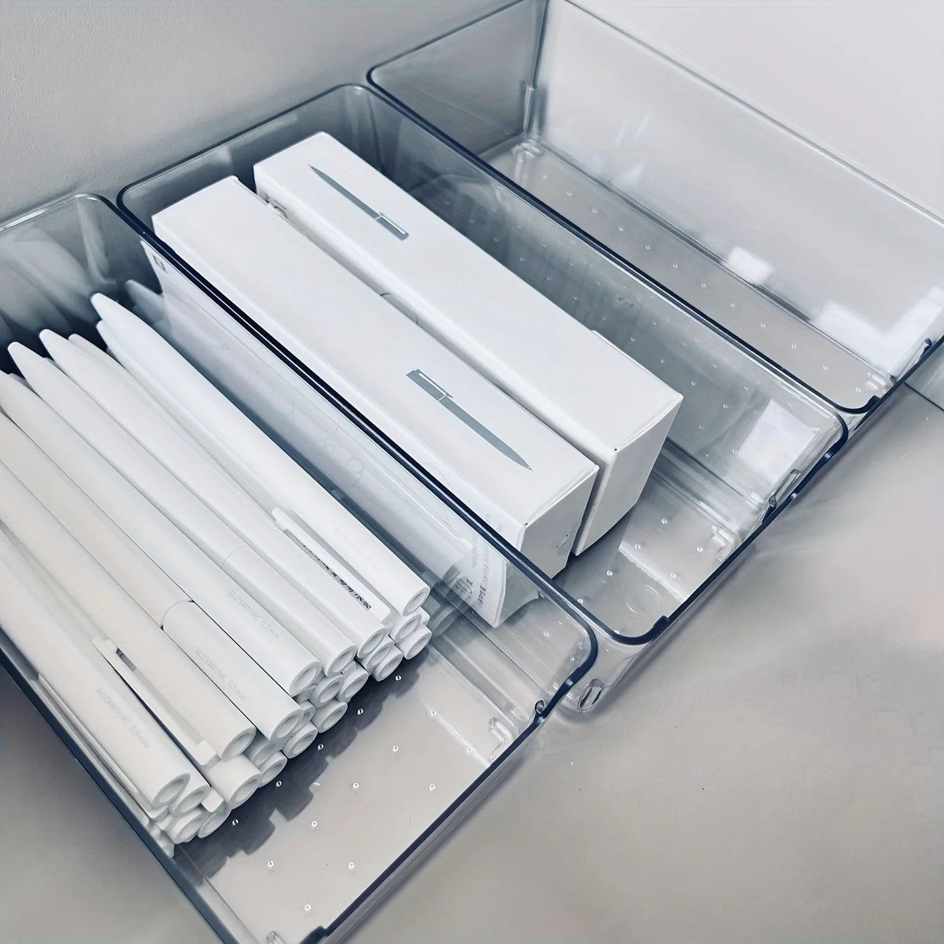 6pcs - Clear Plastic Makeup Organizer Cosmetic Storage Box Makeup Brush Holder Stationery Storage Pen Holder Lipstick Display