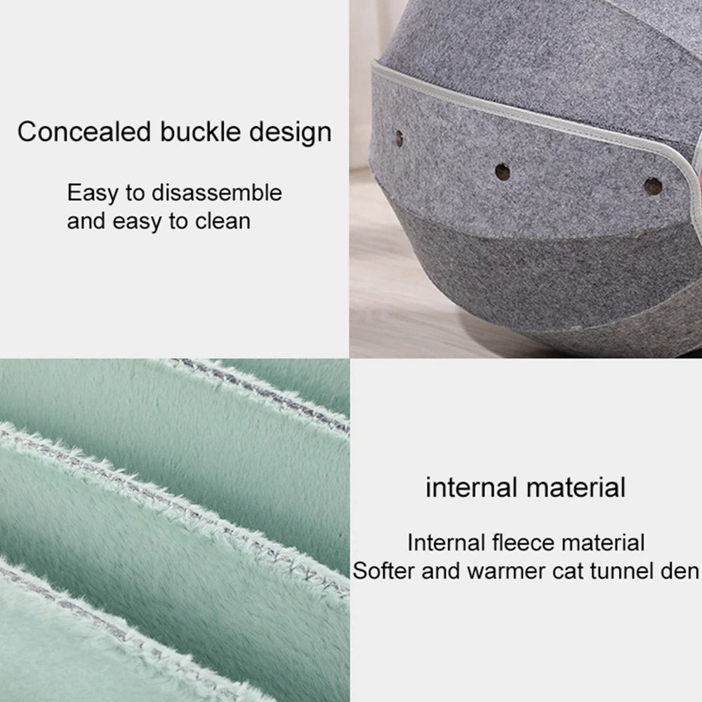 1pcs Pet Spherical Foldable Multiplayability Cat Toy Bed Interactive Cat Tunnel Toy Dual-Use Indoor Toy Cat House Kitten Mat