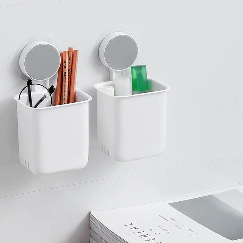 Toothbrush Wall Mounted Holder Toothpaste Mouth Cup Waterproof Holder Drill-FreeBathroom Storage Shelf Portable Rack Organize