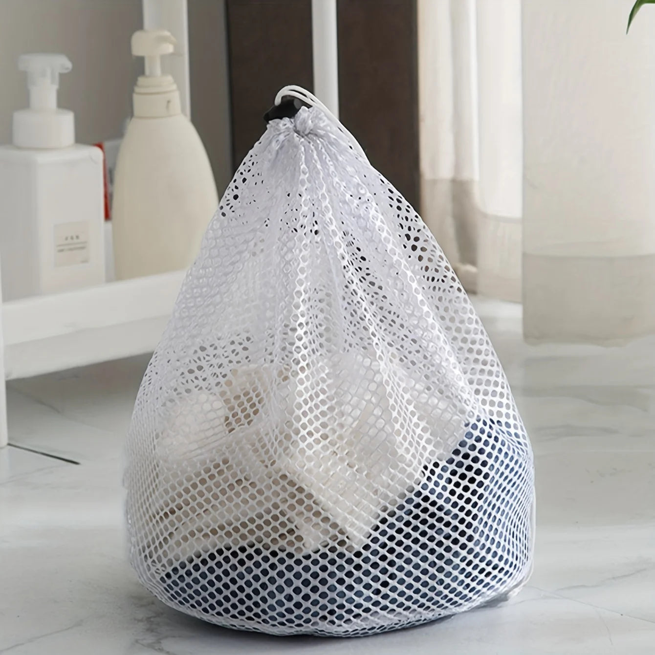 1pc/3pcs Drawstring Laundry Bag Coarse Net Washing Bags Dirty Clothes Organizer Pouch 4Pcs Set Laundry Bag For Washing Machine H