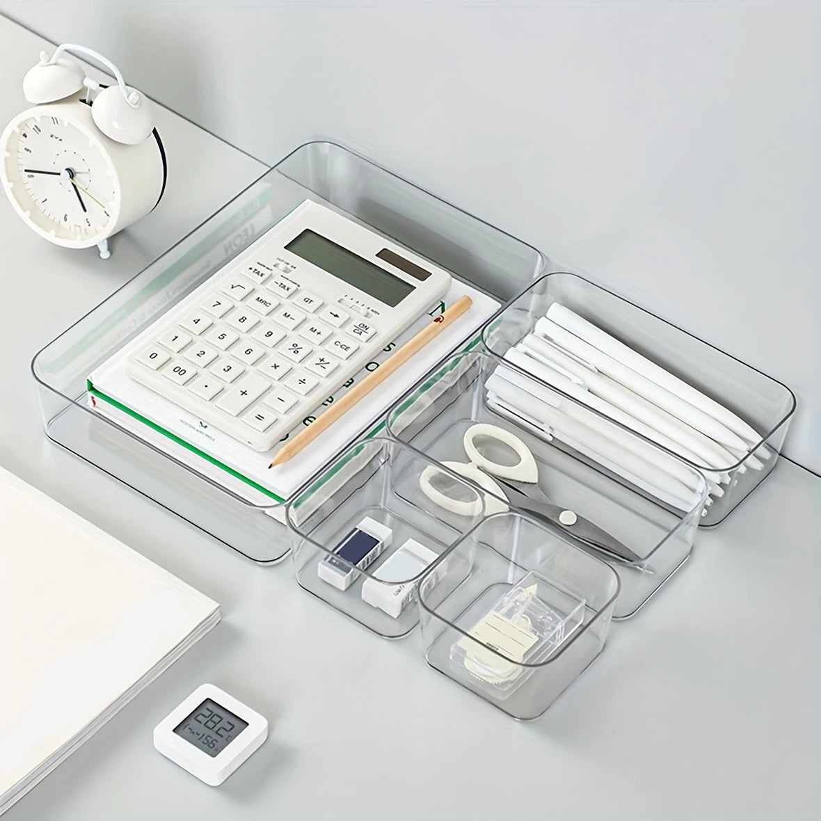 1pc-Acrylic desktop drawer classification transparent miscellaneous storage box, cosmetics, tableware, stationery storage box