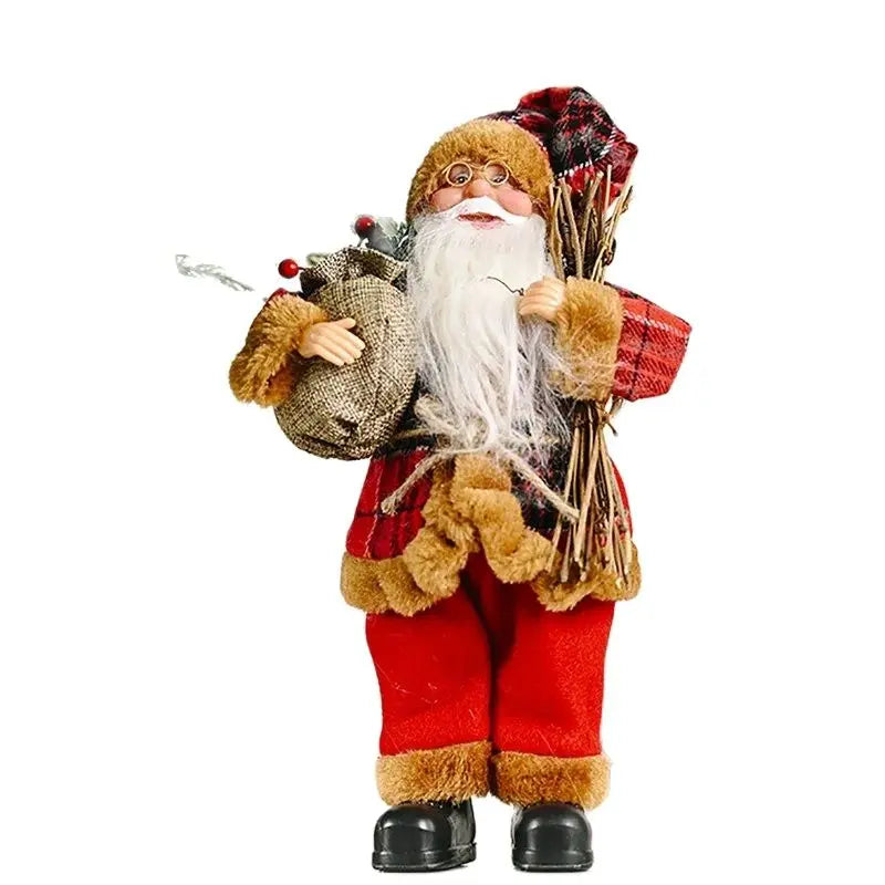 Standing Santa Doll Cute Doll Christmas Decoration 2024 Statue Festive Party Tabletop Cabinet Decoration Supplies Accessories