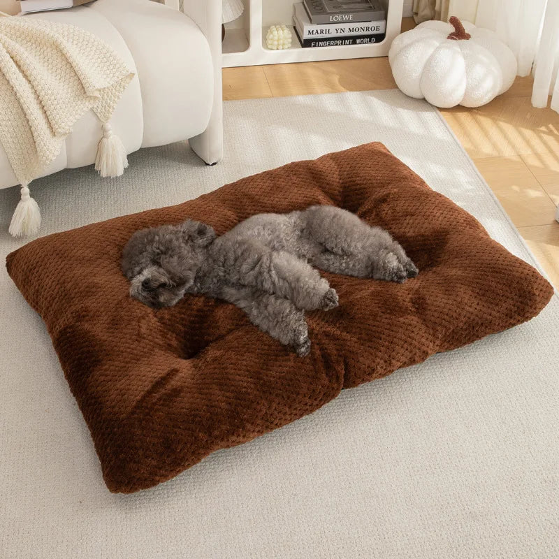 Dog Bed Pet Mat Pet Bed Washable Plush Pet Crate Bed For Dog Anti-Slip Pet Mat Bed For Cat Fluffy Comfy Pet Sleeping Mat