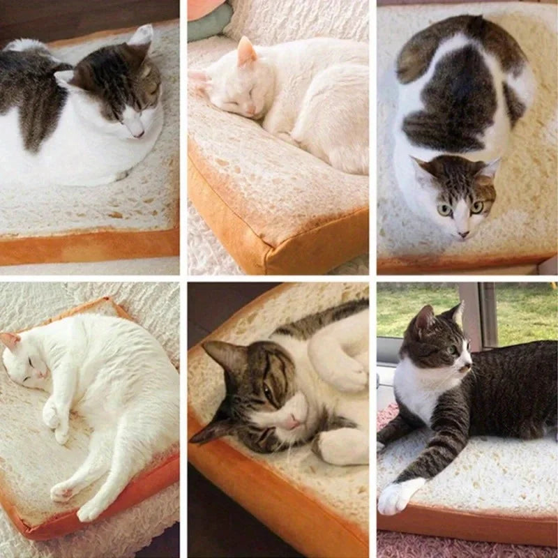 1Pcs Cat Pet Mat Simulation Sliced Bread Pillow Cushion Pet Plush Toy Toast Plush Pillow