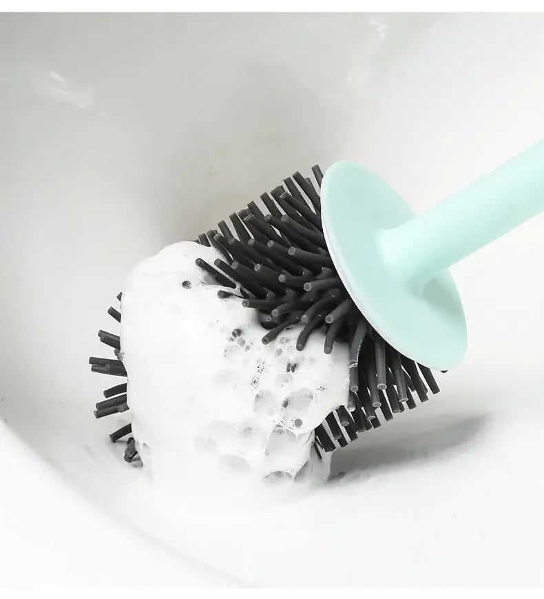 Hanging Silicone Toilet Brush Cleaner with Long Handle Flexible Cleaner Bathroom Brush Quick Drying Holder Bathroom Accessories