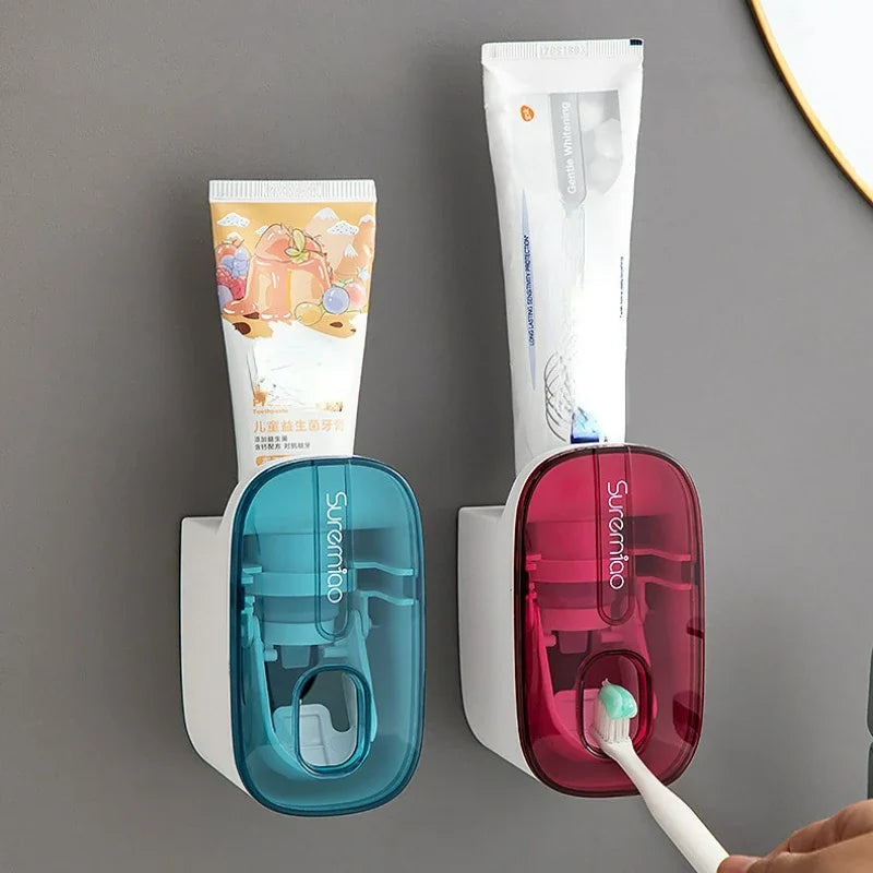 Automatic Toothpaste Dispenser Bathroom Accessories Wall Mount Lazy Toothpaste Squeezer Toothbrush Holder