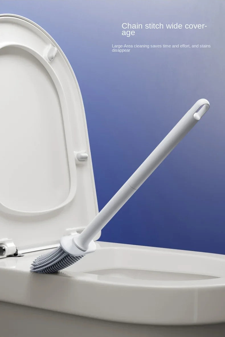 Light luxury Silicone Toilet Brush with Long Handle Flexible Cleane MINI Bathroom Brush Quick Drying Holder Bathroom Accessories