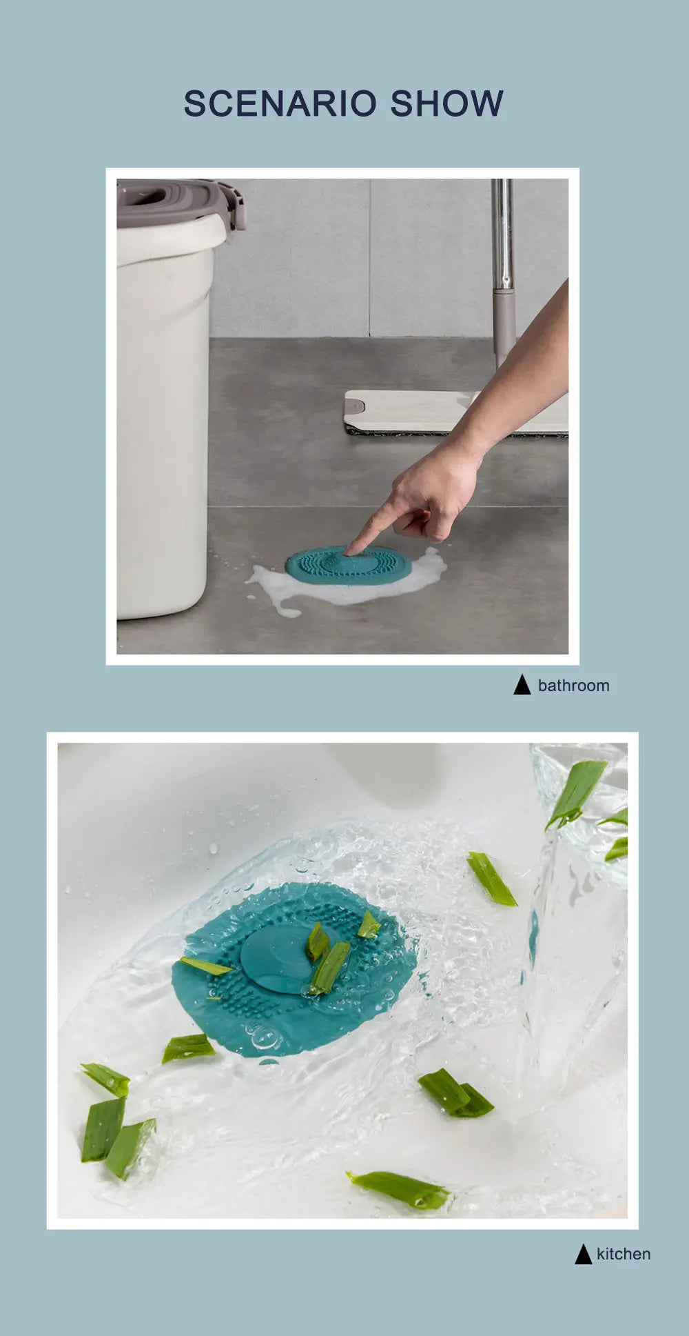 Silicone Kitchen Sink Plug Shower Filter Drain Cover Stopper Sink Strainer Drainer Floor Drain Hair Catcher Bathroom Accessorie
