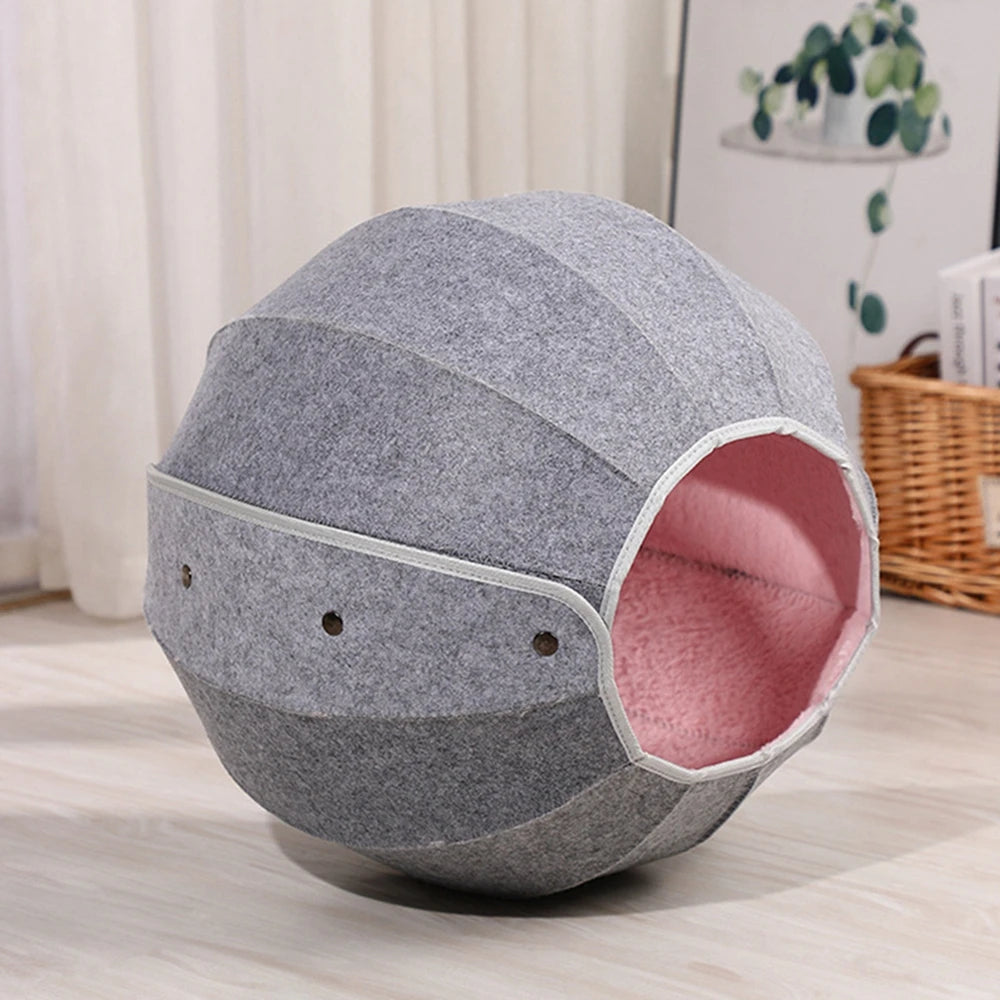 1pcs Pet Spherical Foldable Multiplayability Cat Toy Bed Interactive Cat Tunnel Toy Dual-Use Indoor Toy Cat House Kitten Mat