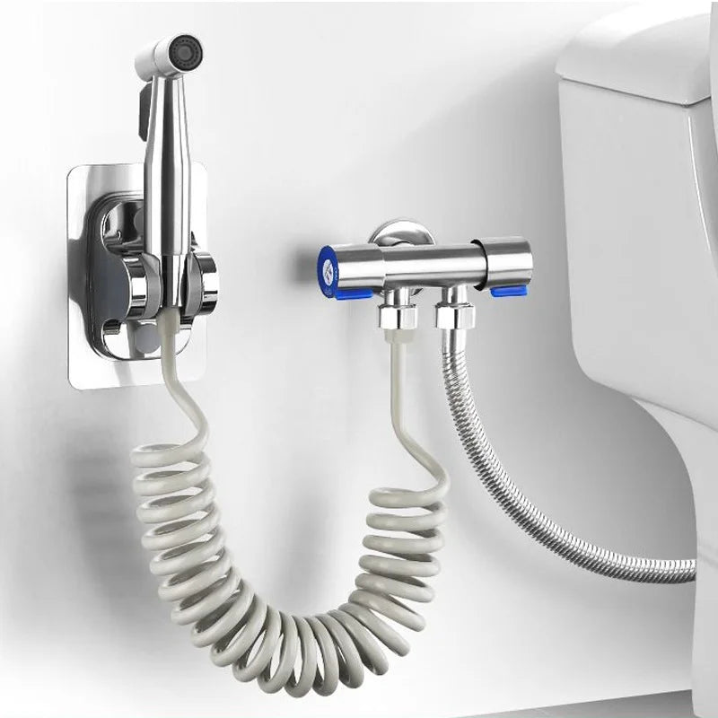 Handheld Bidet Sprayer Set Stainless Steel Spray Gun Shower Handheld Toilet Bidet Faucet Sprayer Shower Nozzle Self Cleaning