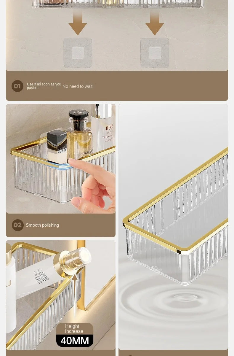 Household Bathroom Shelves Without Drilling Makeup Organizer Acryl Corner Shelf Items Bathroom Storage Rack Shampoo Holder