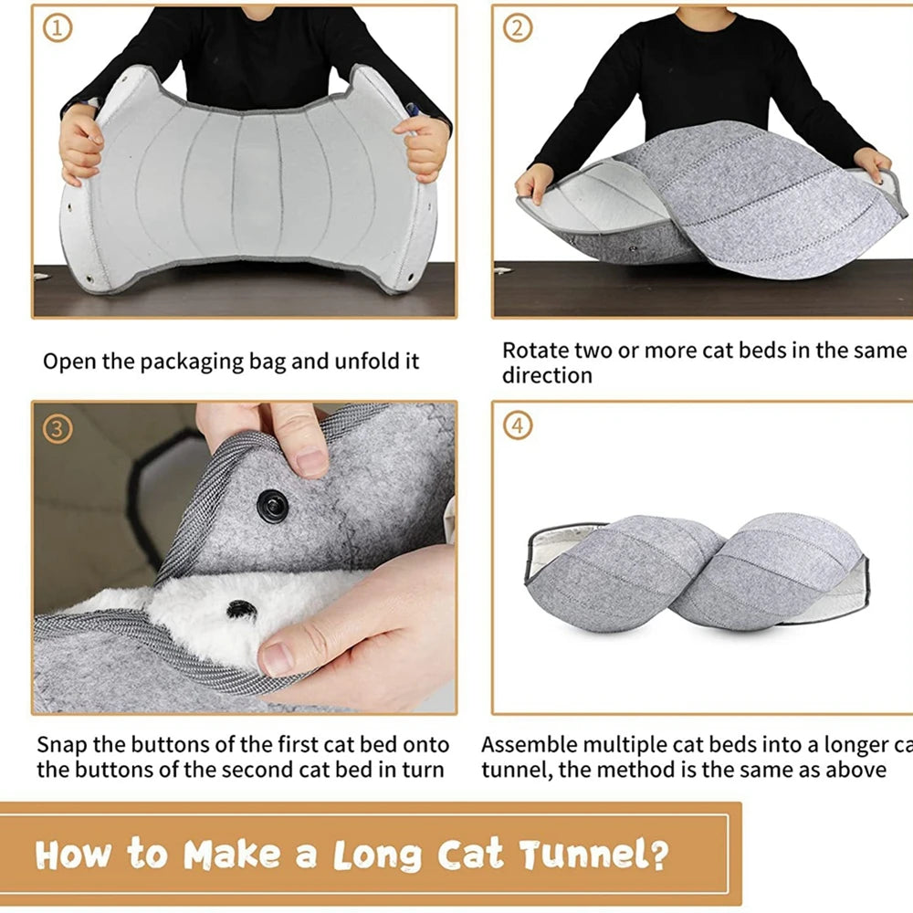1pcs Pet Spherical Foldable Multiplayability Cat Toy Bed Interactive Cat Tunnel Toy Dual-Use Indoor Toy Cat House Kitten Mat