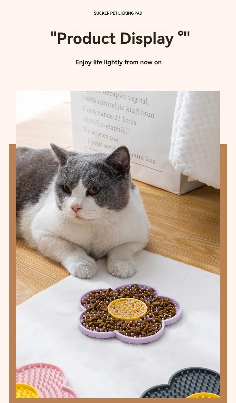 Pet Supplies Cat Licking Pad Pentagram Sun Flower Shape Silicone Dog Licking Plate Cute Pet slow licking mat dog bowl cat bowl