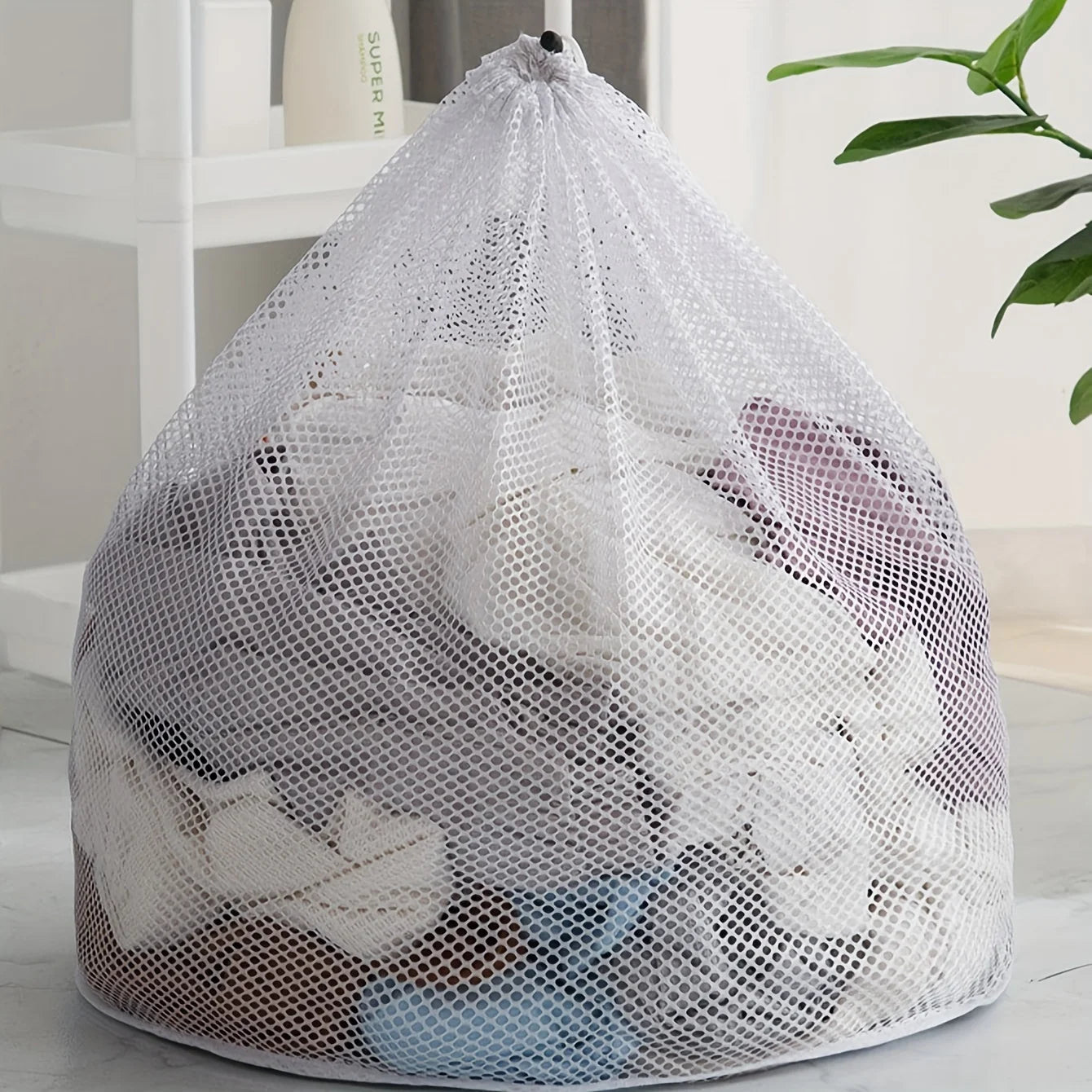 1pc/3pcs Drawstring Laundry Bag Coarse Net Washing Bags Dirty Clothes Organizer Pouch 4Pcs Set Laundry Bag For Washing Machine H