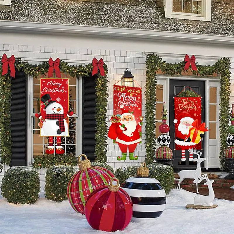 Santa Claus Hanging Flag Merry Christmas Decorations For Home 2023 Xmas Gifts Christmas Ornament Navidad Natal New Year 2024